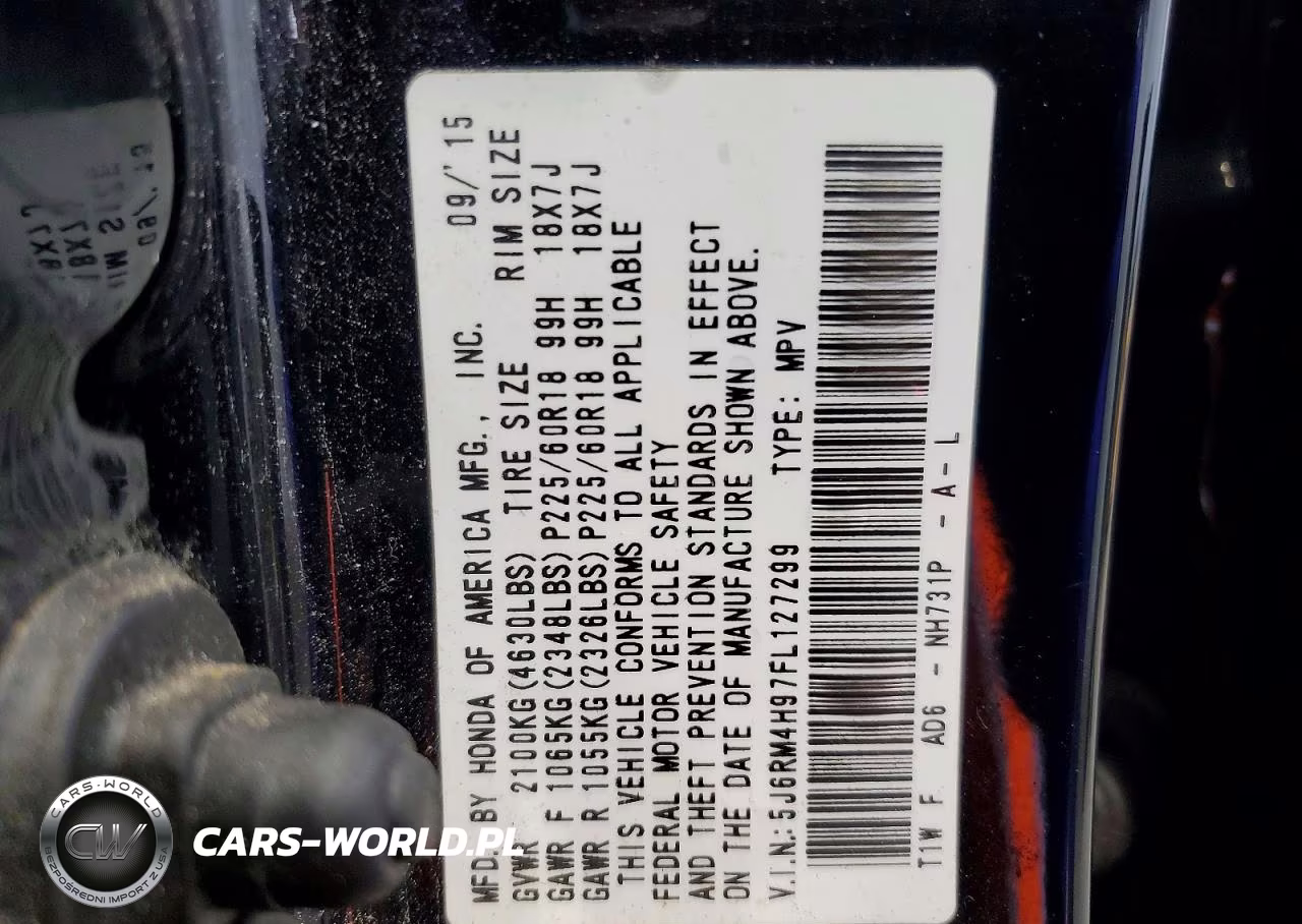 2015 Honda Cr-V Touring VIN:5J6RM4H97FL127299 - 13