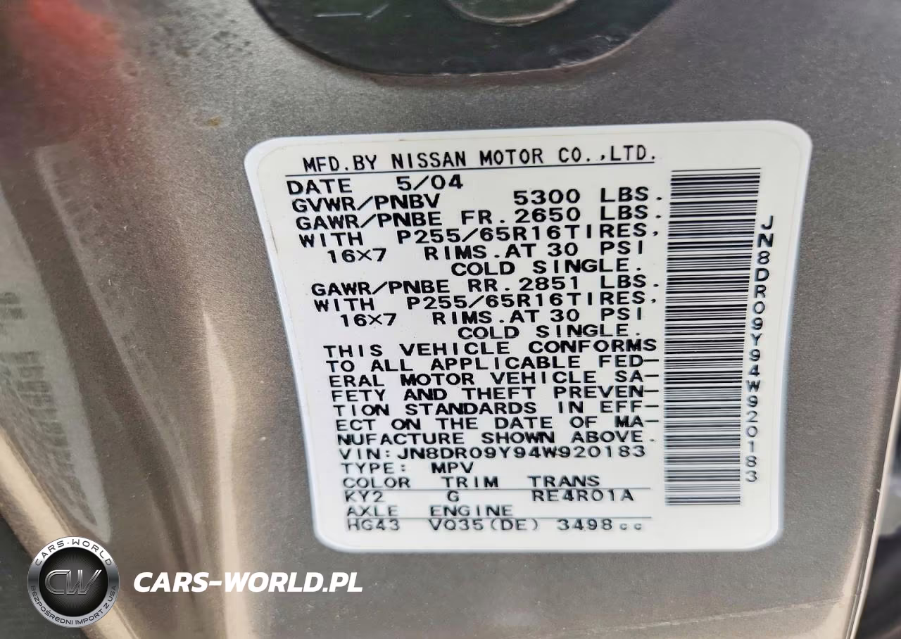 2004 Nissan Pathfinder Se VIN:JN8DR09Y94W920183 - 14