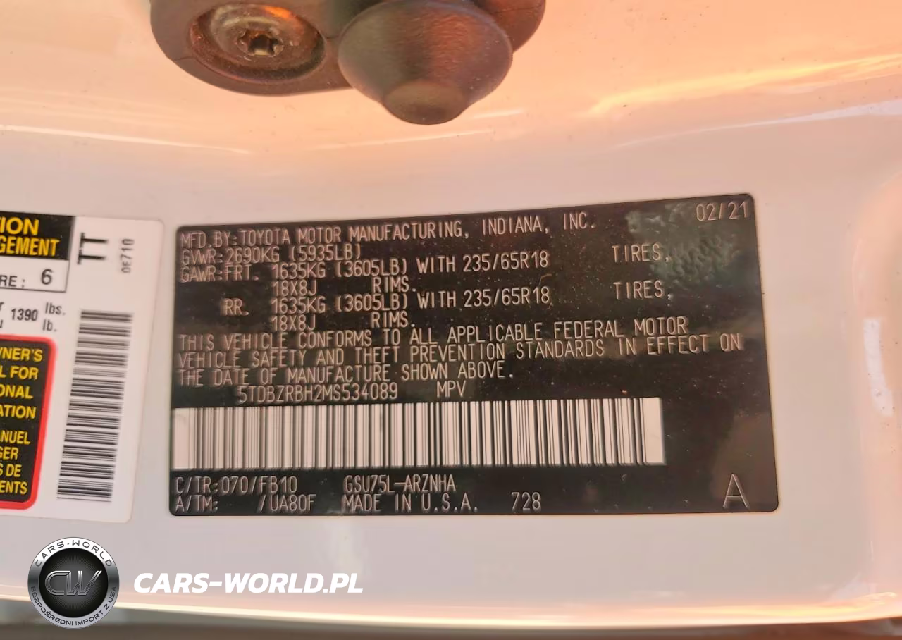 2021 Toyota Highlander Le VIN:5TDBZRBH2MS534089 - 14