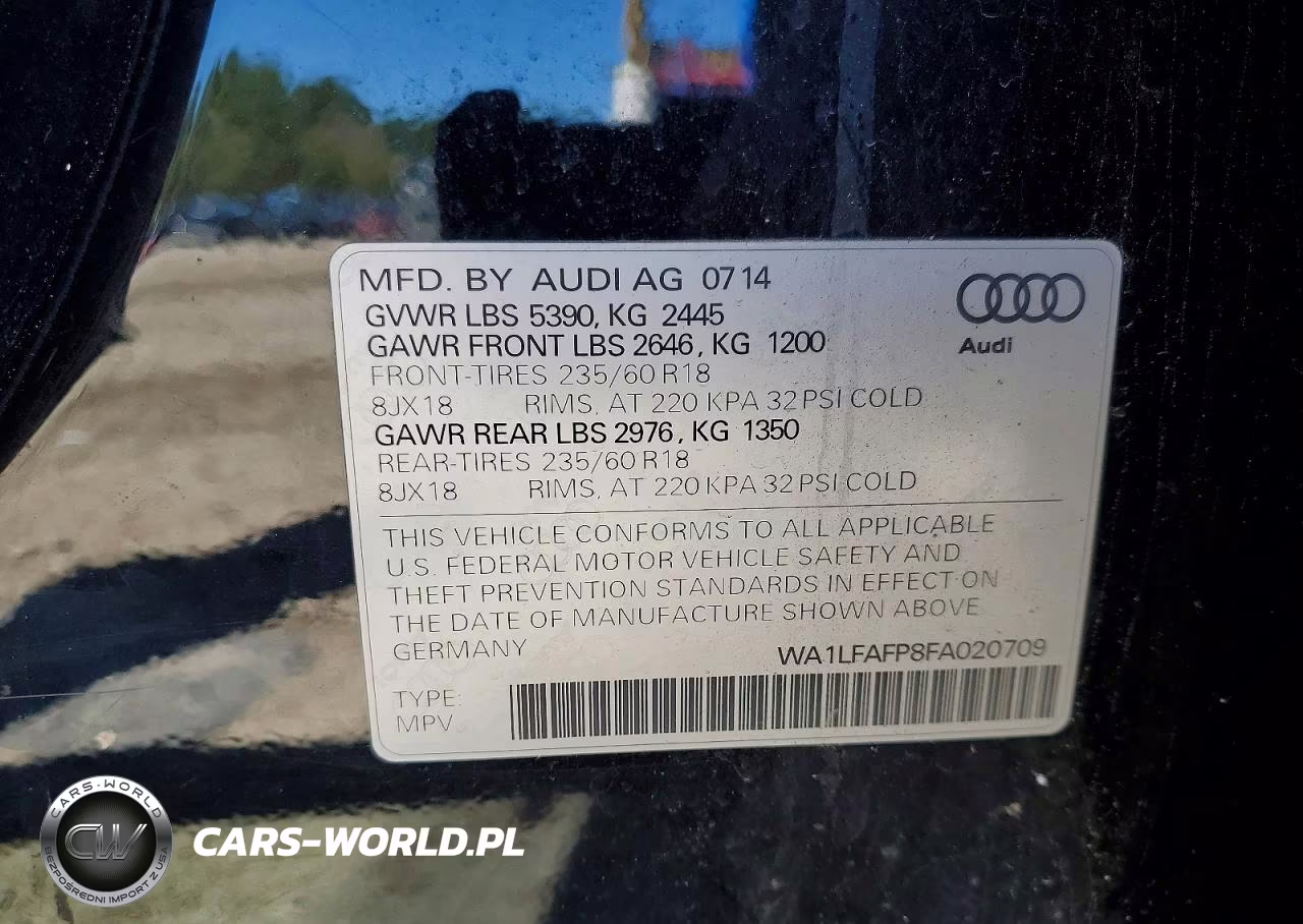 2015 Audi Q5 VIN:WA1LFAFP8FA020709 - 14