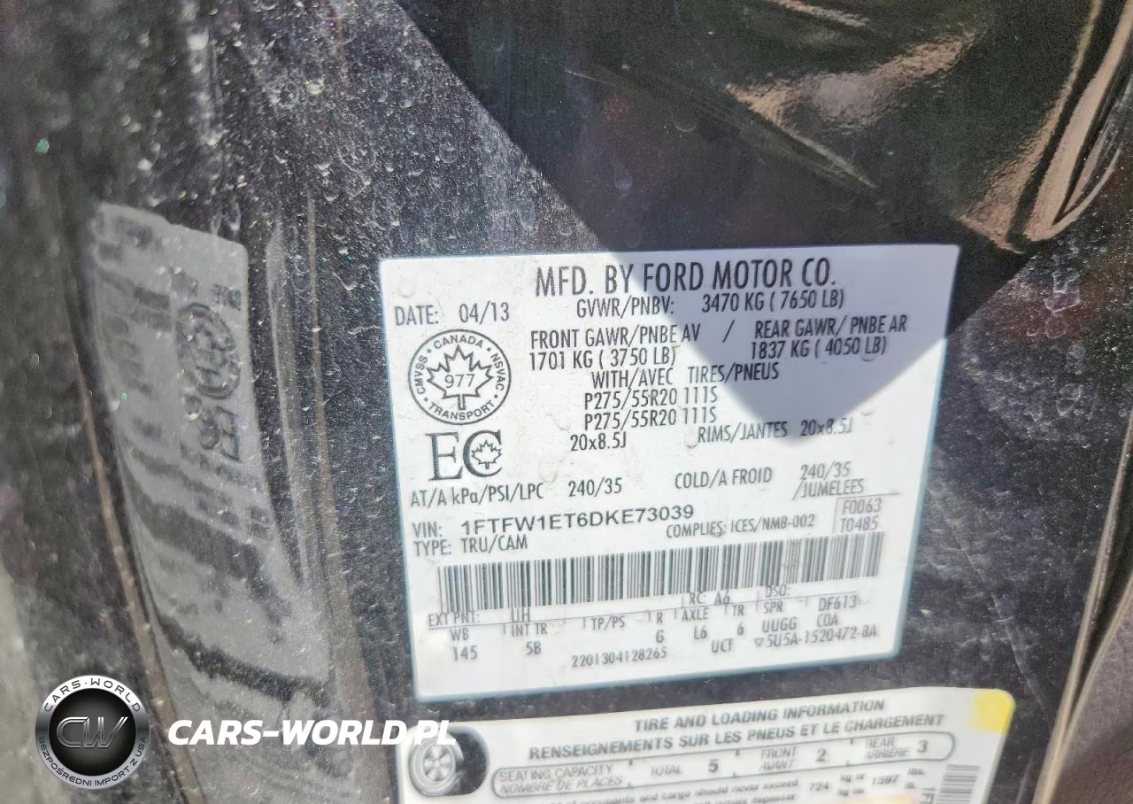 2013 Ford F150 Supercrew VIN:1FTFW1ET6DKE73039 - 12