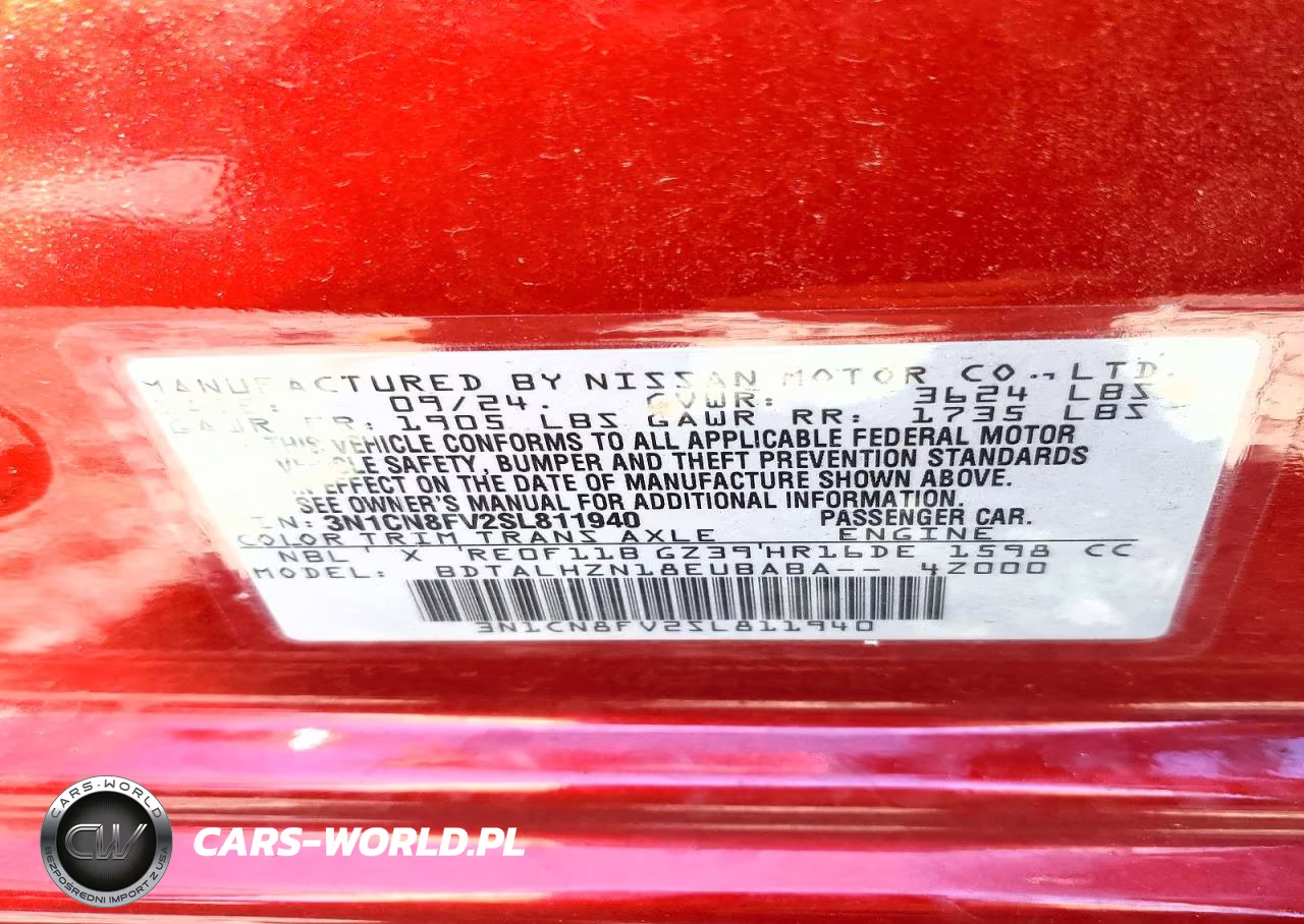 2025 Nissan Versa Sr VIN:3N1CN8FV2SL811940 - 12