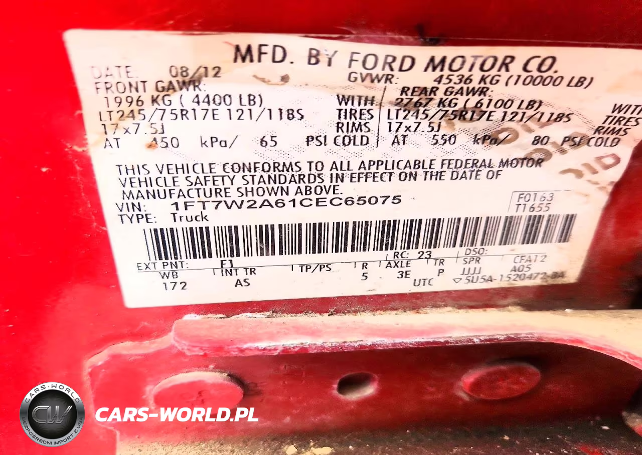2012 Ford F250 Super Duty VIN:1FT7W2A61CEC65075 - 12