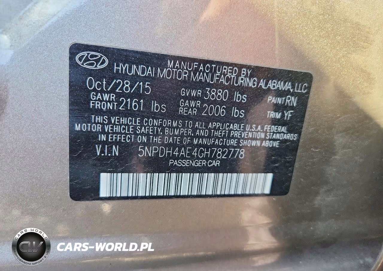 2016 Hyundai Elantra Se VIN:5NPDH4AE4GH782778 - 12