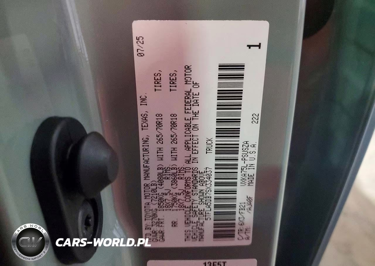 2025 Toyota Tundra Sr5 4Wd VIN:5TFLA5DB7SX334037 - 12
