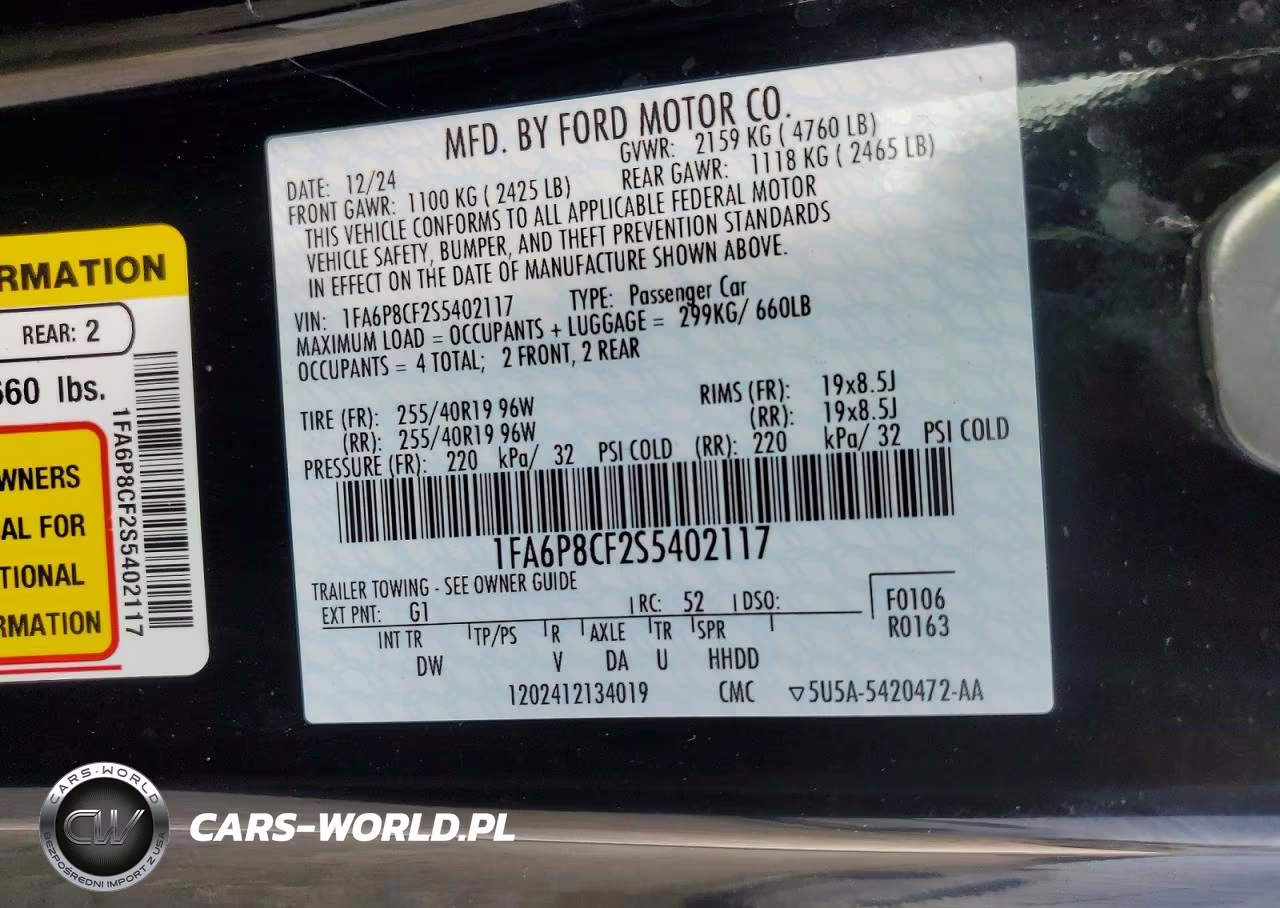 2025 Ford Mustang Gt VIN:1FA6P8CF2S5402117 - 12