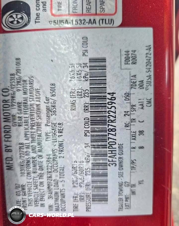 2007 Ford Fusion Se VIN:3FAHP07Z87R225964 - 12