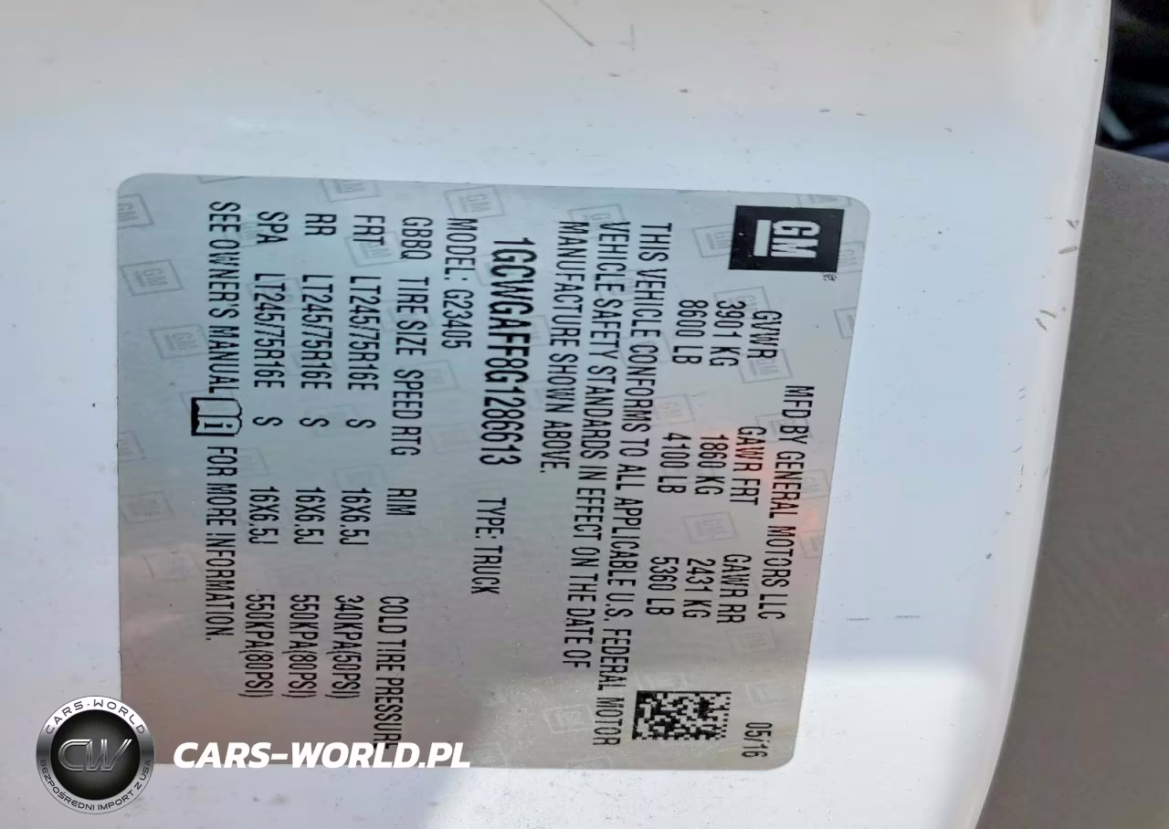 2016 Chev Express G2500 VIN:1GCWGAFF8G1286613 - 13