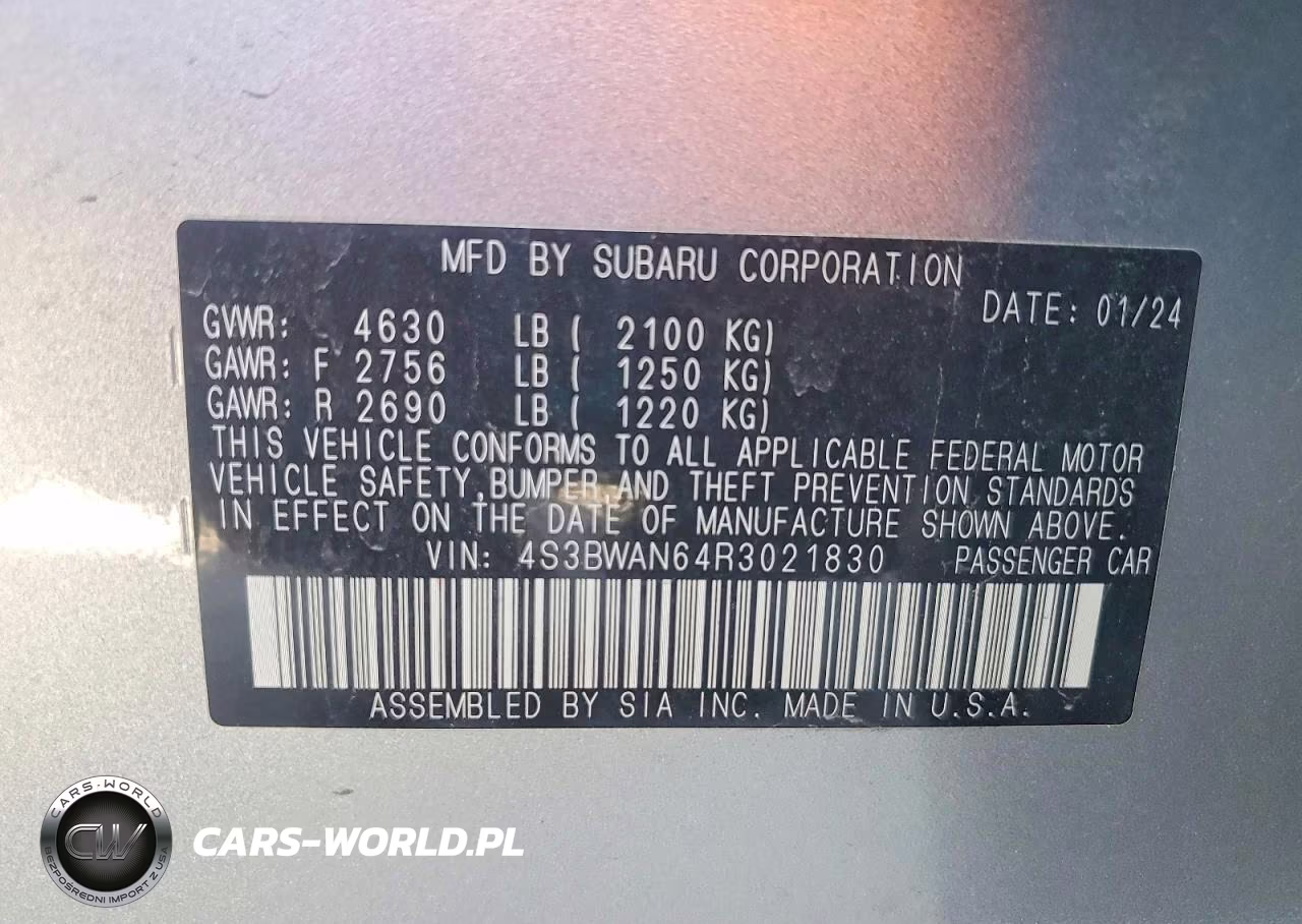 2024 Subaru Legacy Limited VIN:4S3BWAN64R3021830 - 12