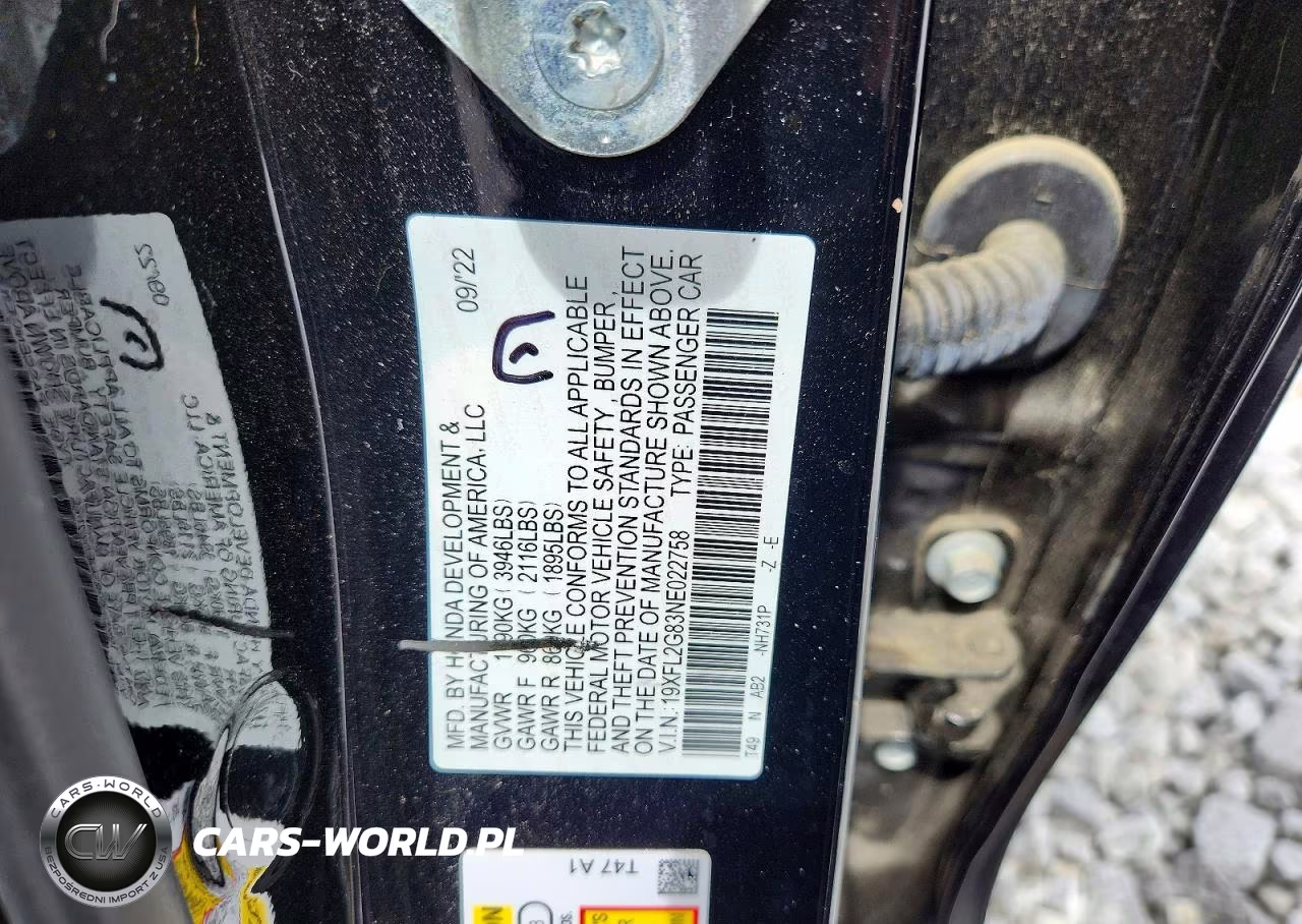 2022 Honda Civic Sport VIN:19XFL2G83NE022758 - 12