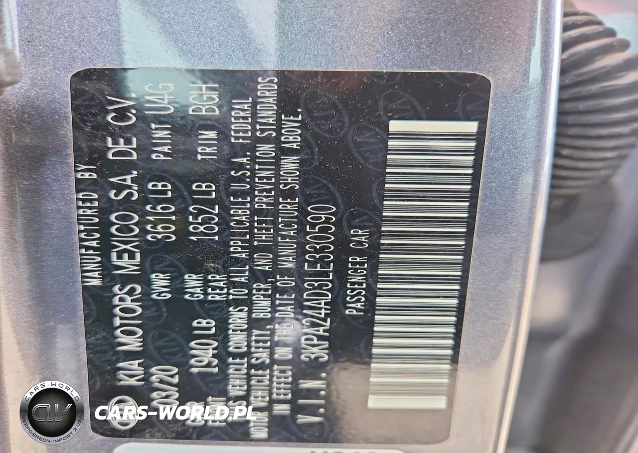 2020 Kia Rio S VIN:3KPA24AD3LE330590 - 13