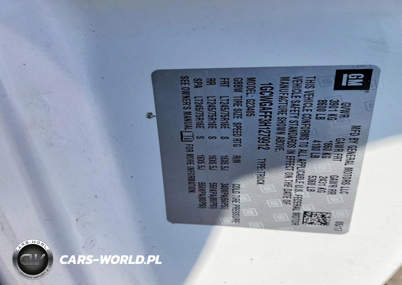 2017 Chevrolet Express G2500 VIN:1GCWGAFF3H1279912 - 13