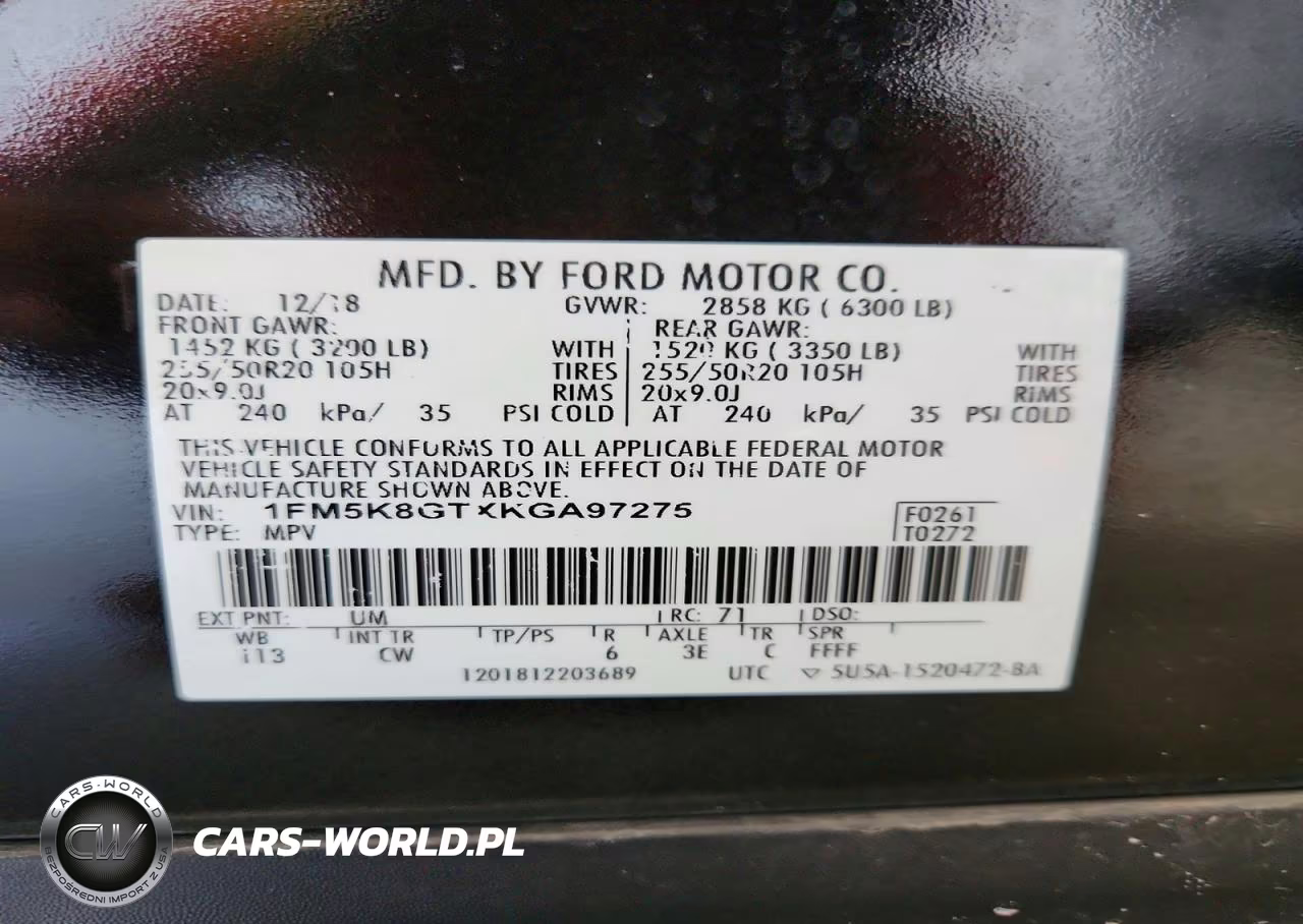 2019 Ford Explorer Sport VIN:1FM5K8GTXKGA97275 - 13