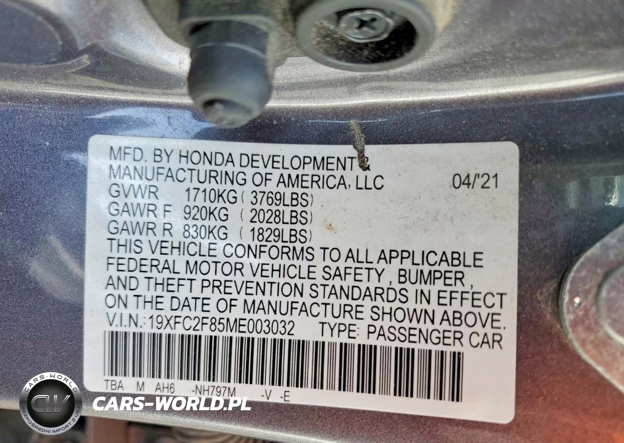 2021 Honda Civic Sport VIN:19XFC2F85ME003032 - 12