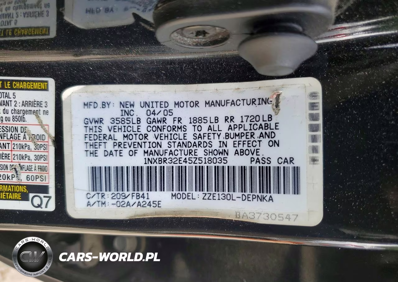 2005 Toyota Corolla Le VIN:1NXBR32E45Z518035 - 12