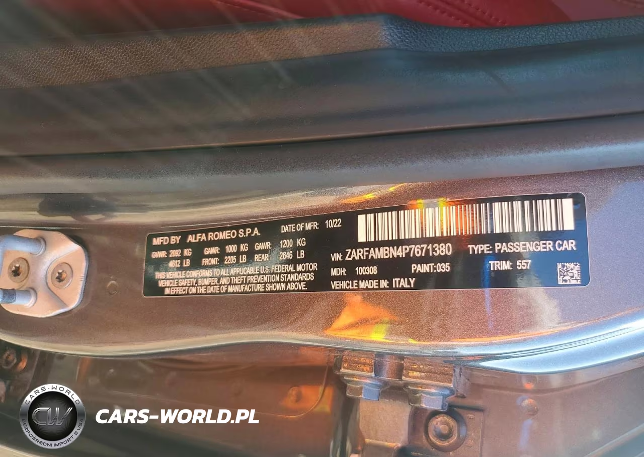 2023 Alfa Romeo Giulia Ti VIN:ZARFAMBN4P7671380 - 12