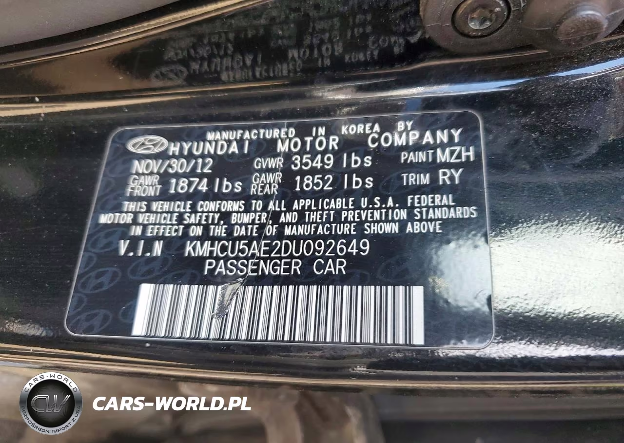 2013 Hyundai Accent Se VIN:KMHCU5AE2DU092649 - 12
