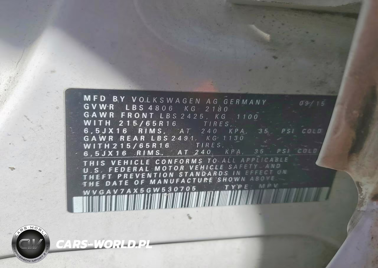 2016 Volkswagen Tiguan S VIN:WVGAV7AX5GW530705 - 14