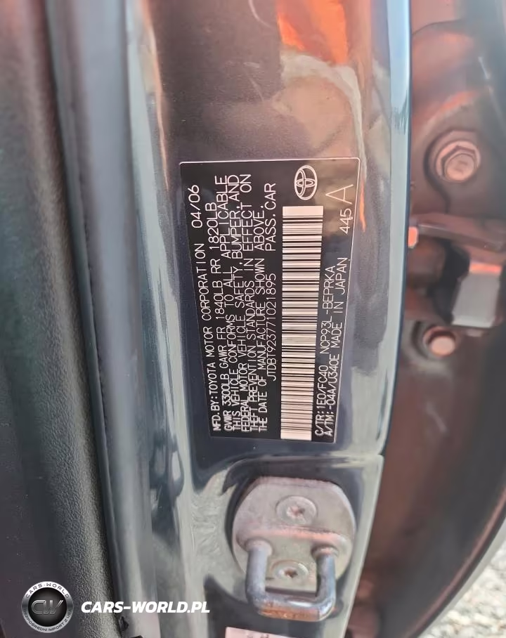 2007 Toyota Yaris Base VIN:JTDBT923771021895 - 12