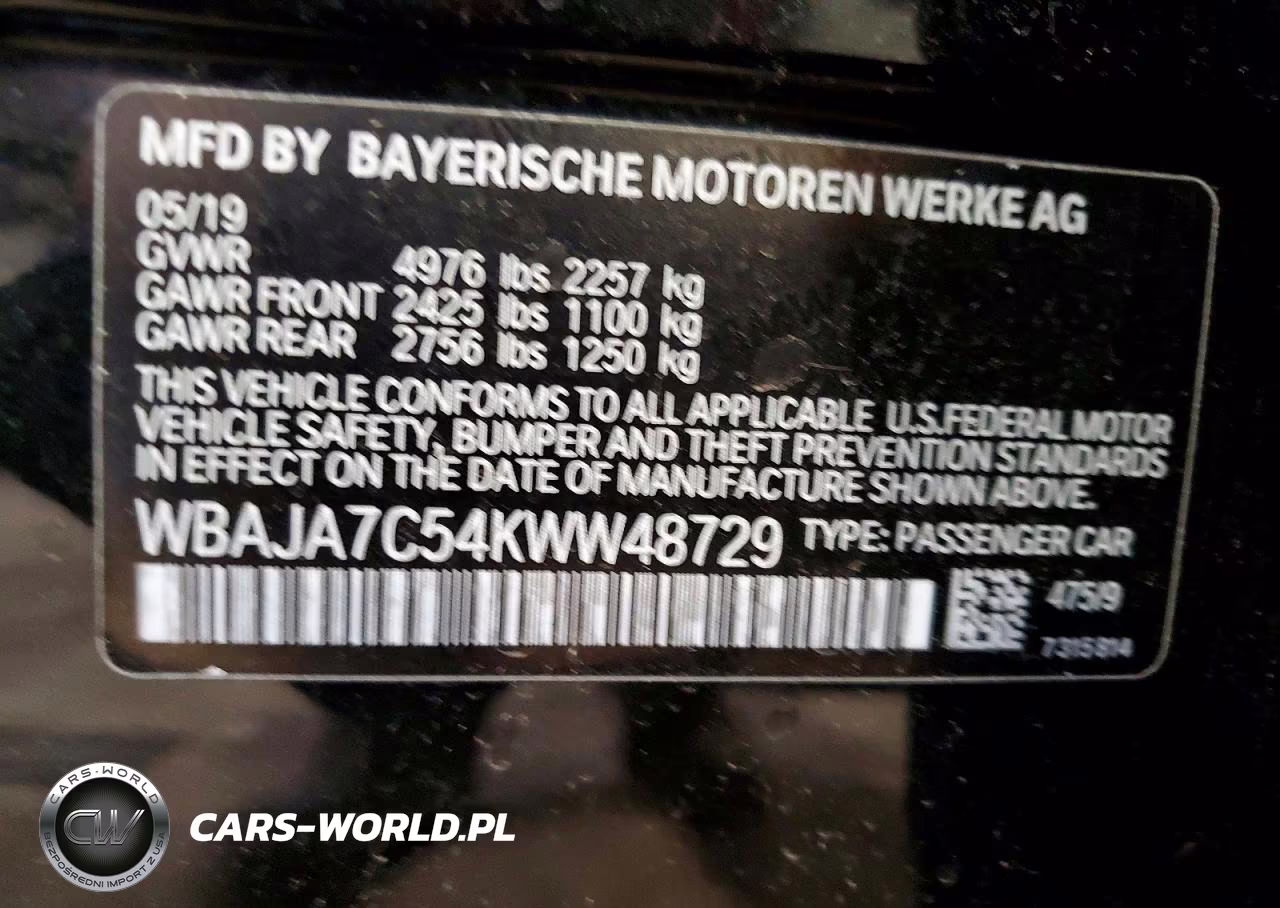 2019 BMW 530 Xi VIN:WBAJA7C54KWW48729 - 12
