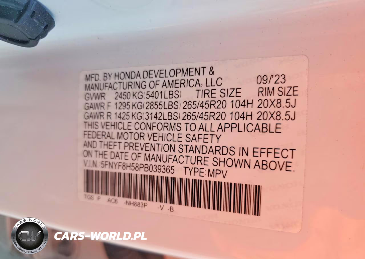 2023 Honda Passport Exl VIN:5FNYF8H58PB039365 - 14