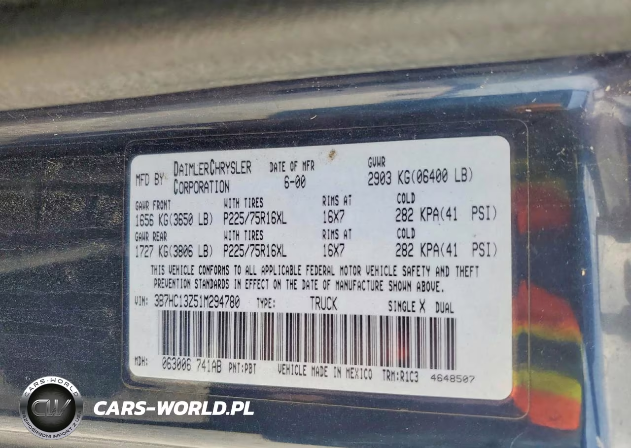 2001 Dodge Ram 1500 VIN:3B7HC13Z51M294780 - 12