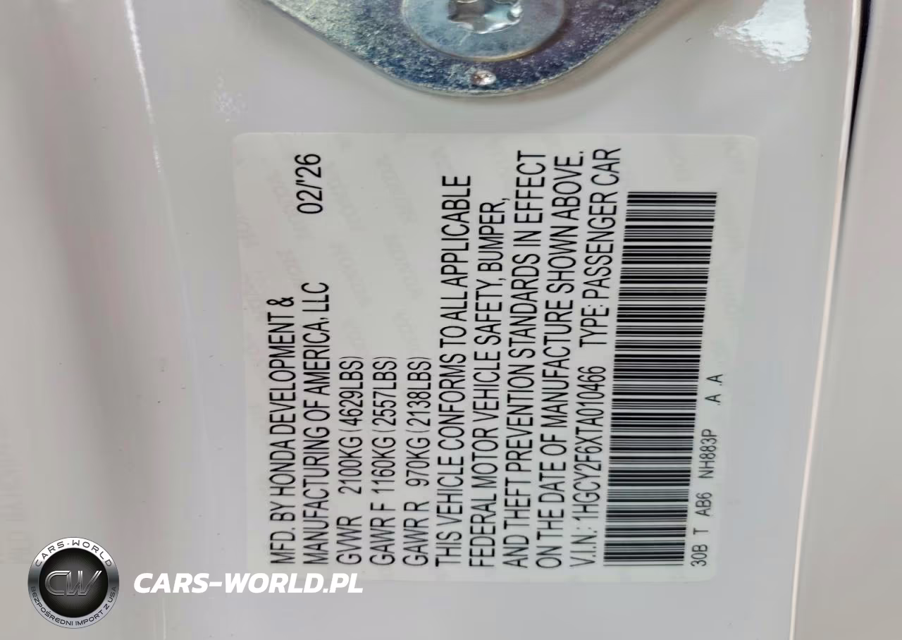 2026 Honda Accord Hybrid Exl VIN:1HGCY2F6XTA010466 - 12