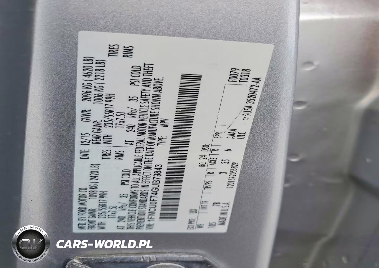 2016 Ford Escape S VIN:1FMCU0F74GUB79843 - 13