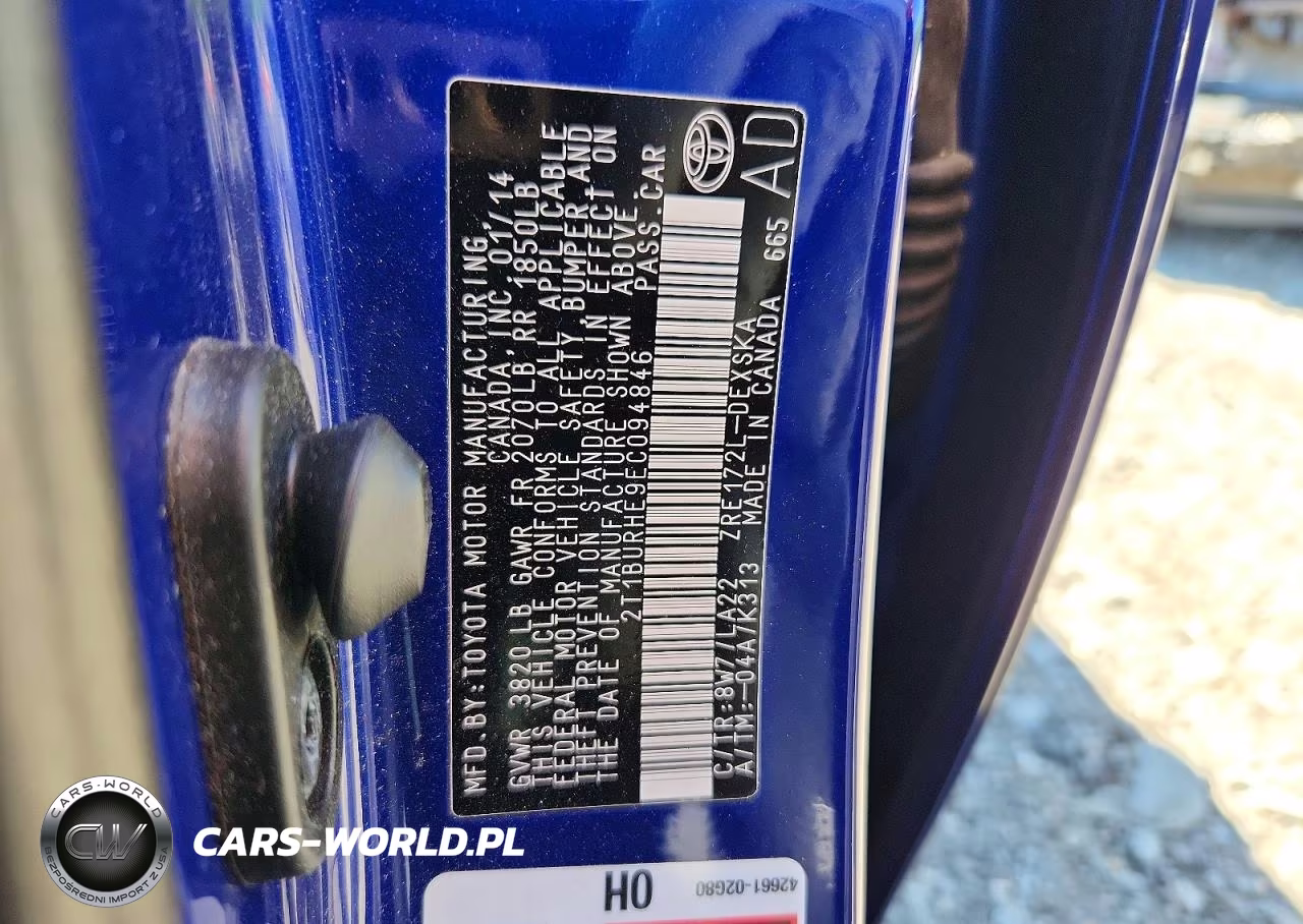 2014 Toyota Corolla S Premium VIN:2T1BURHE9EC094846 - 12