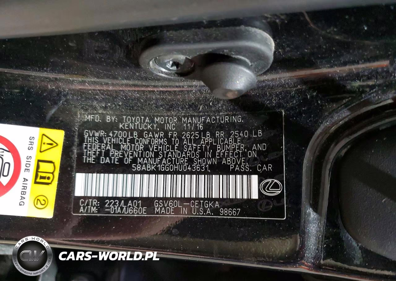 2017 Lexus Es 350 VIN:58ABK1GG0HU043631 - 12