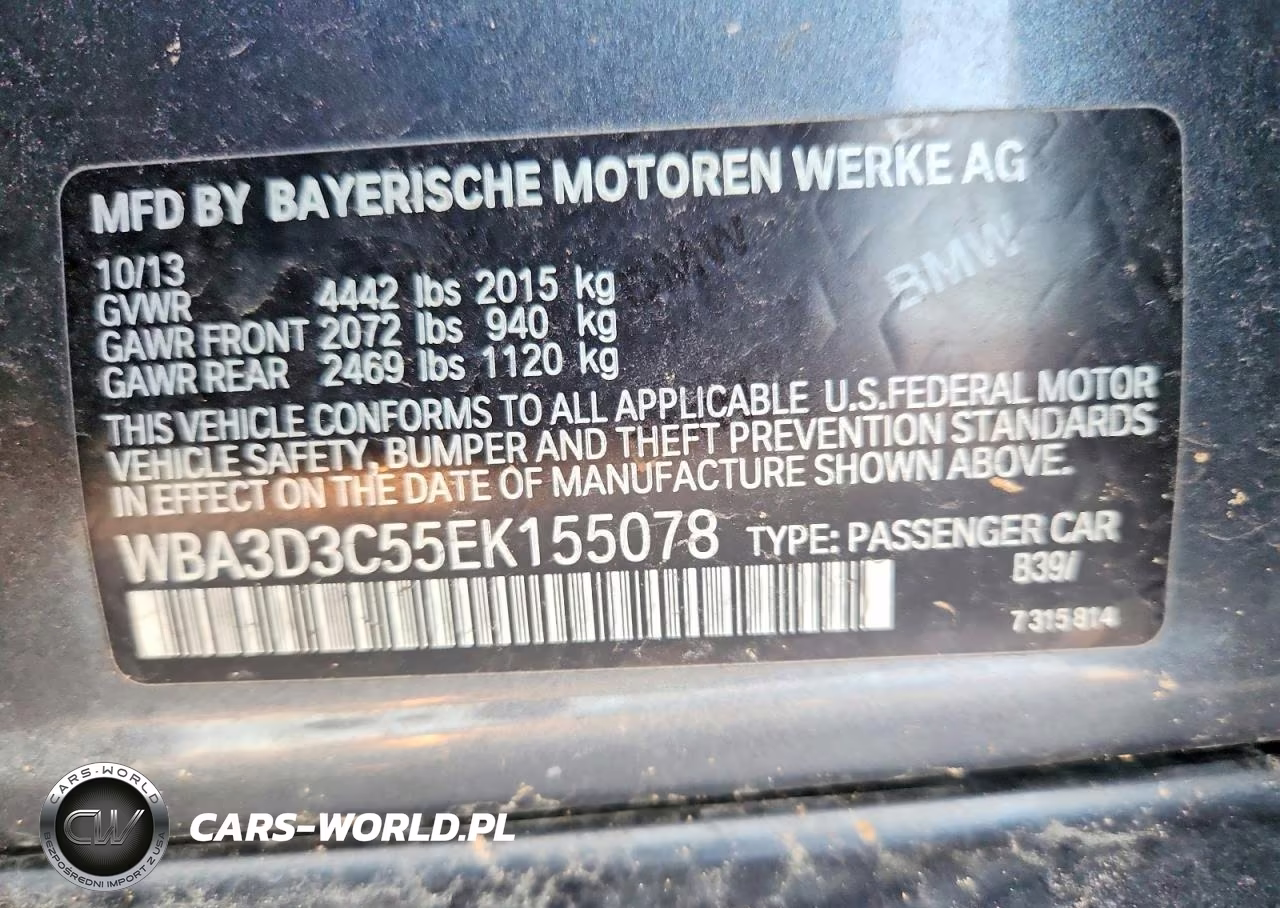 2014 BMW 328 D VIN:WBA3D3C55EK155078 - 12