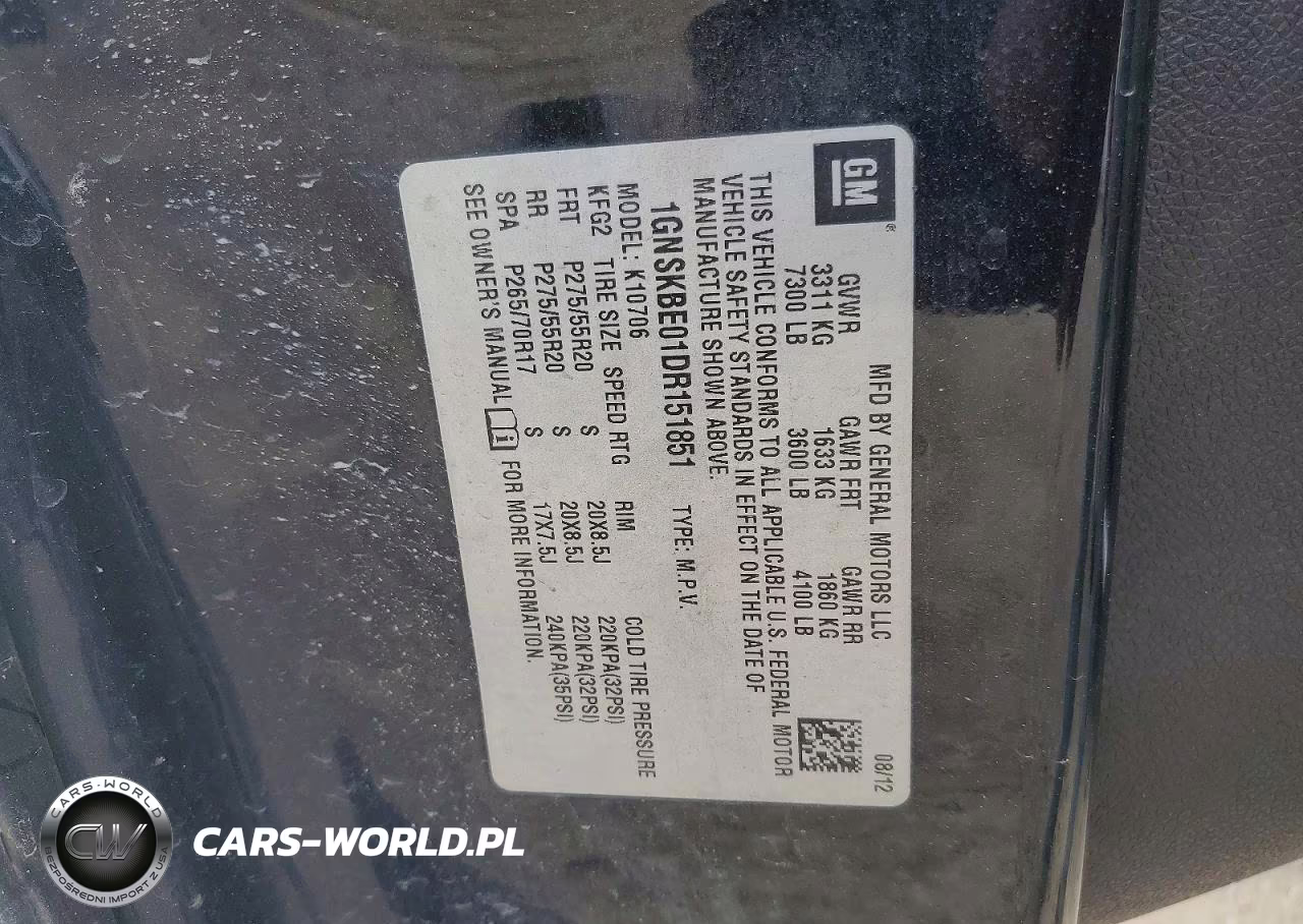 2013 Chevrolet Tahoe K1500 Lt VIN:1GNSKBE01DR151851 - 12