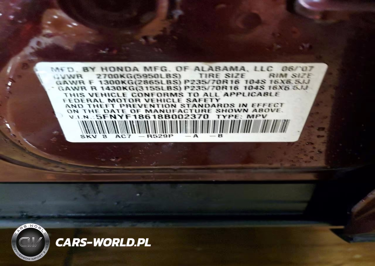 2008 Honda Pilot Exl VIN:5FNYF18618B002370 - 13