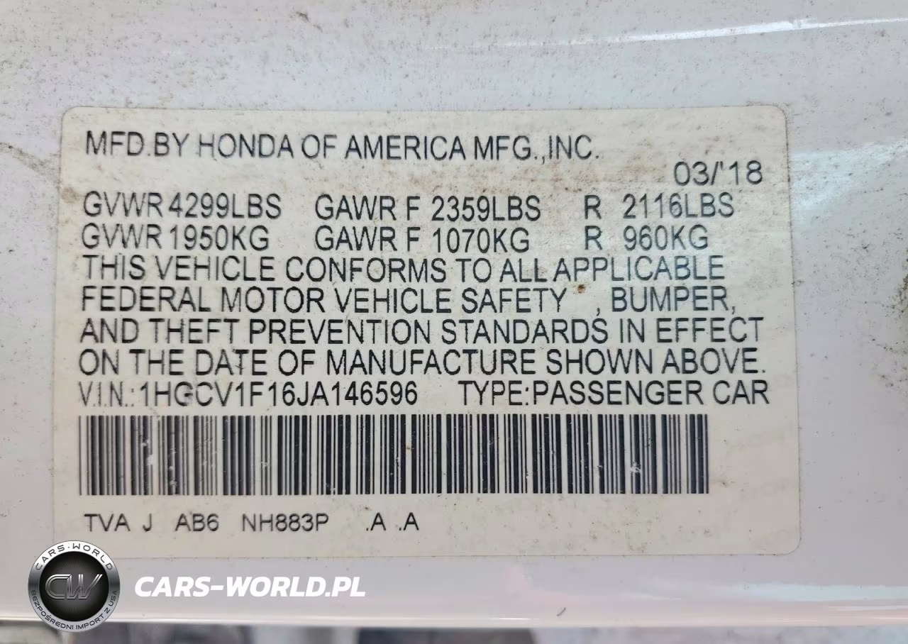 2018 Honda Accord Lx VIN:1HGCV1F16JA146596 - 12