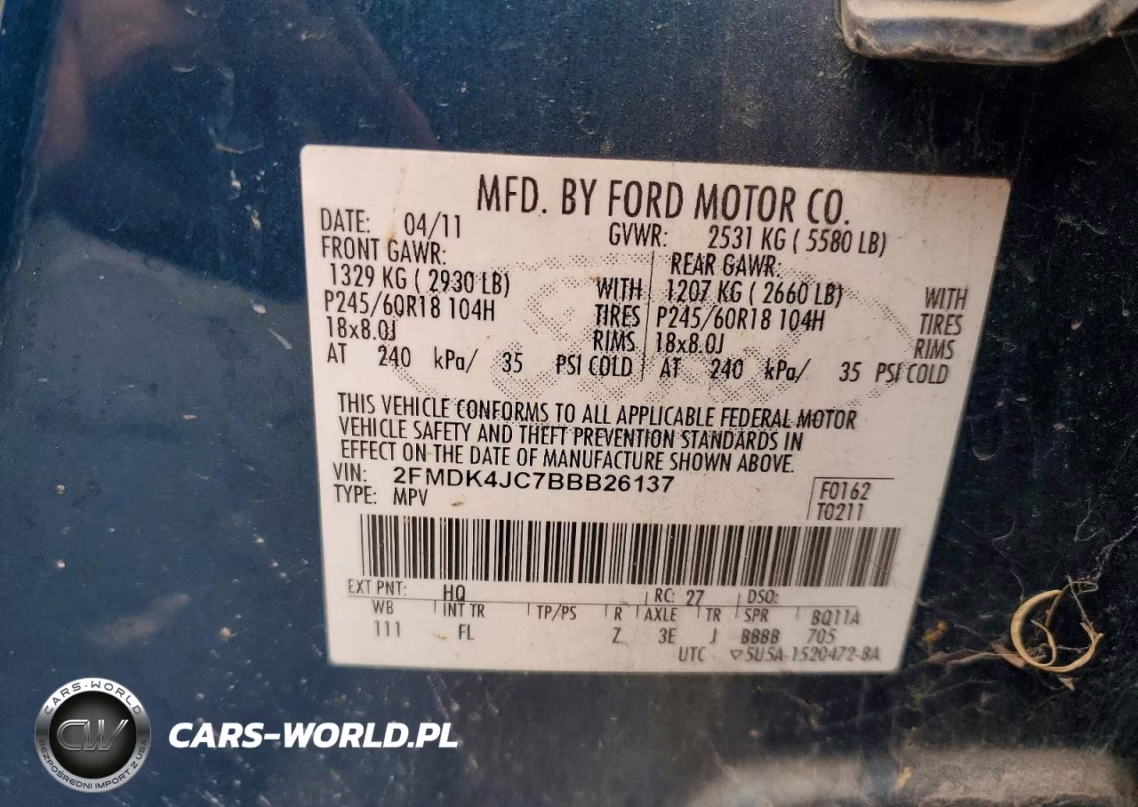2011 Ford Edge Sel VIN:2FMDK4JC7BBB26137 - 13