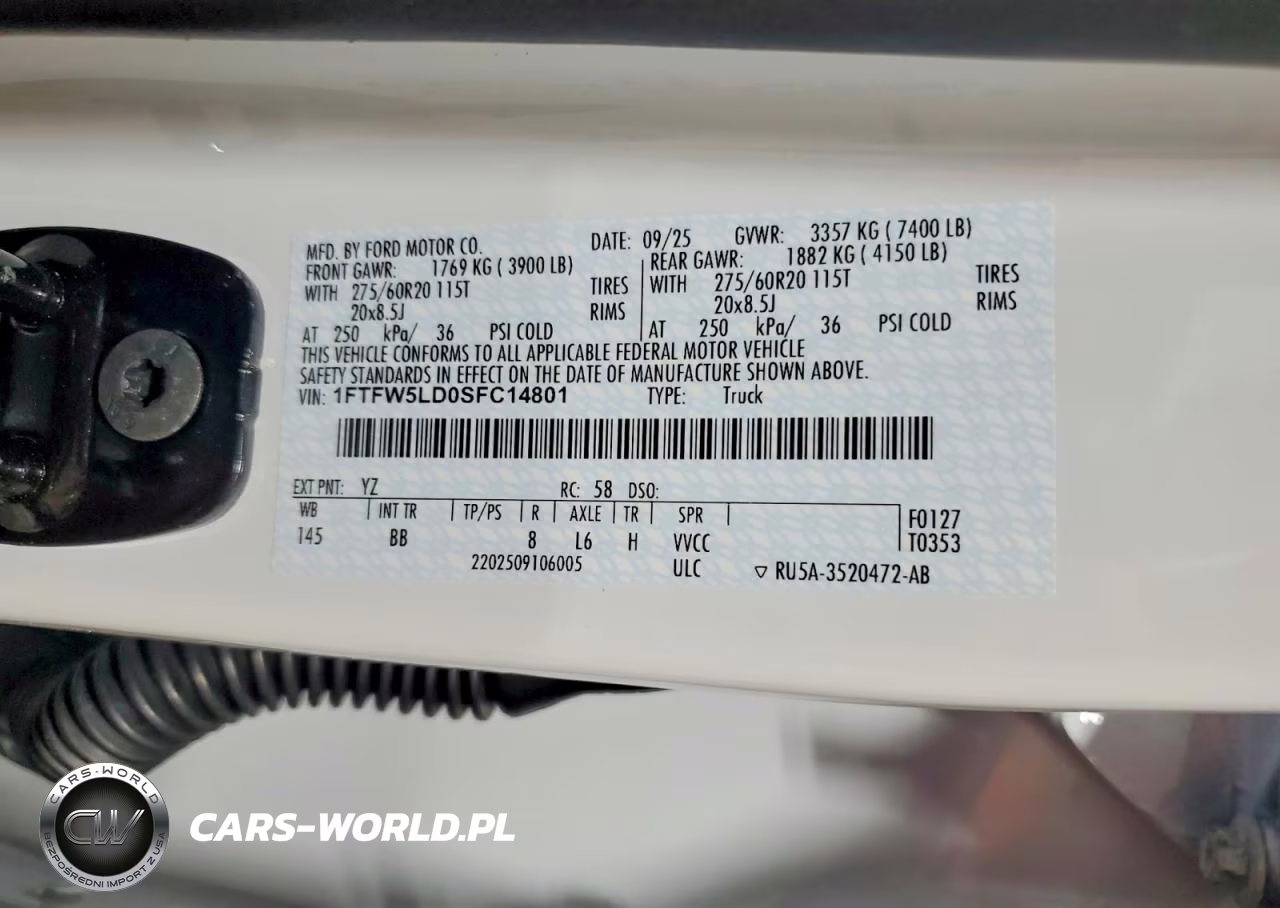 2025 Ford F150 Lariat VIN:1FTFW5LD0SFC14801 - 13