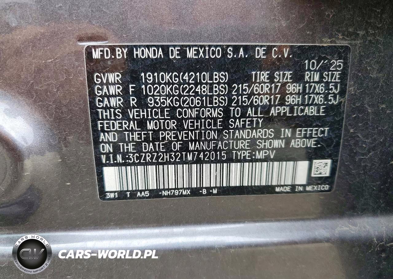 2026 Honda Hr-V Lx VIN:3CZRZ2H32TM742015 - 12