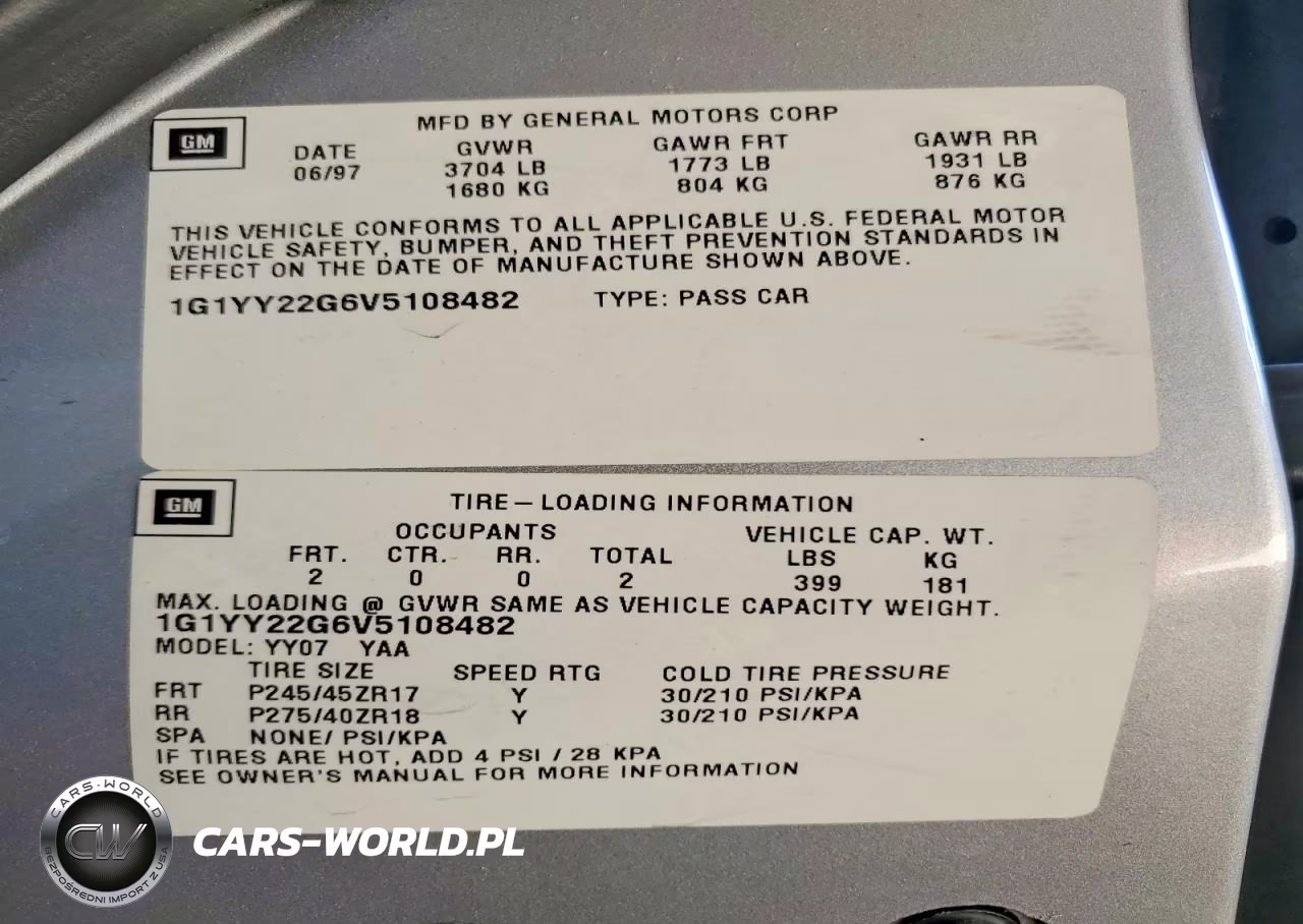 1997 Chevrolet Corvette VIN:1G1YY22G6V5108482 - 12