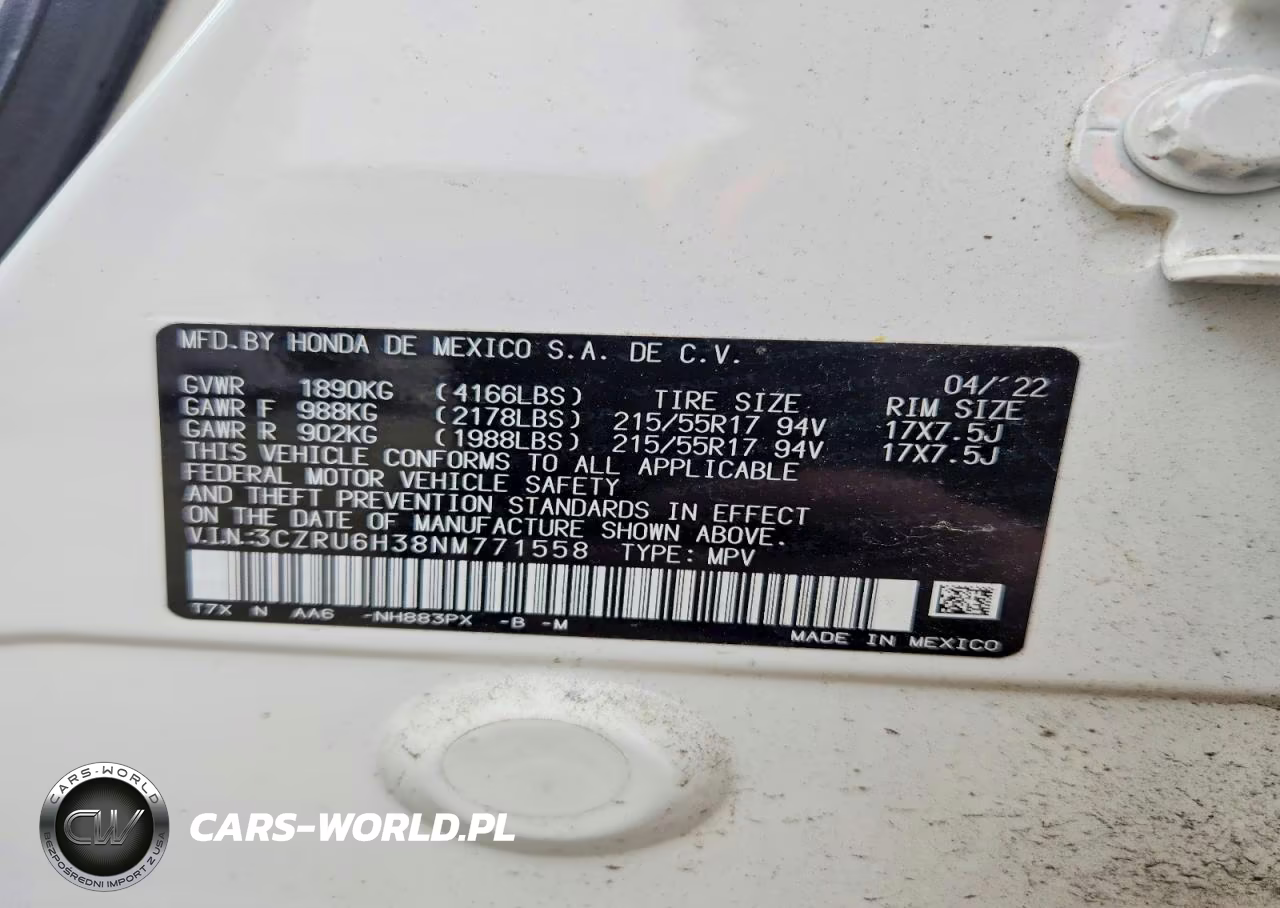 2022 Honda Hr-V Lx VIN:3CZRU6H38NM771558 - 13