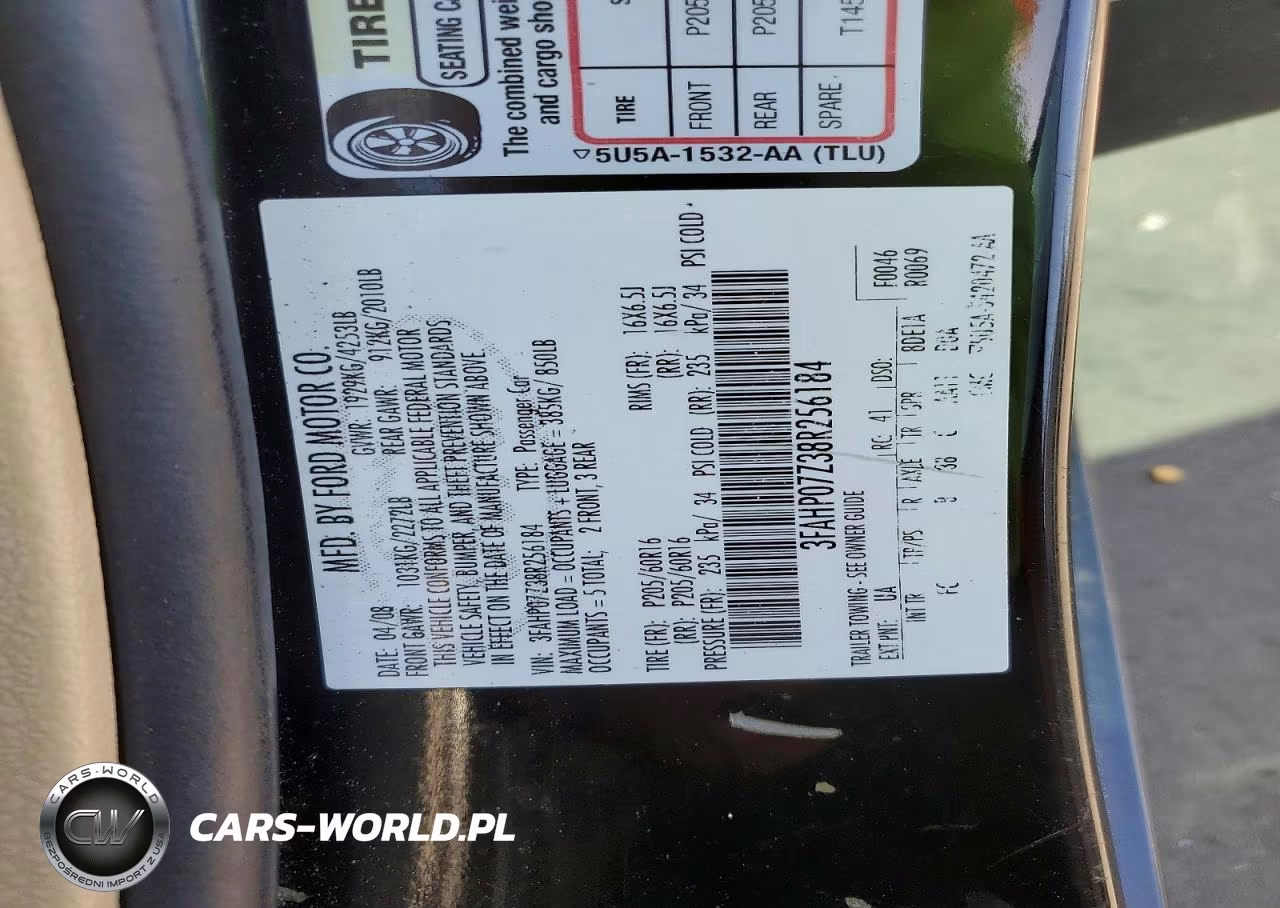 2008 Ford Fusion Se VIN:3FAHP07Z38R256184 - 12