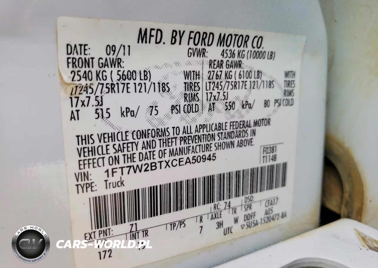 2012 Ford F250 Super Duty VIN:1FT7W2BTXCEA50945 - 12