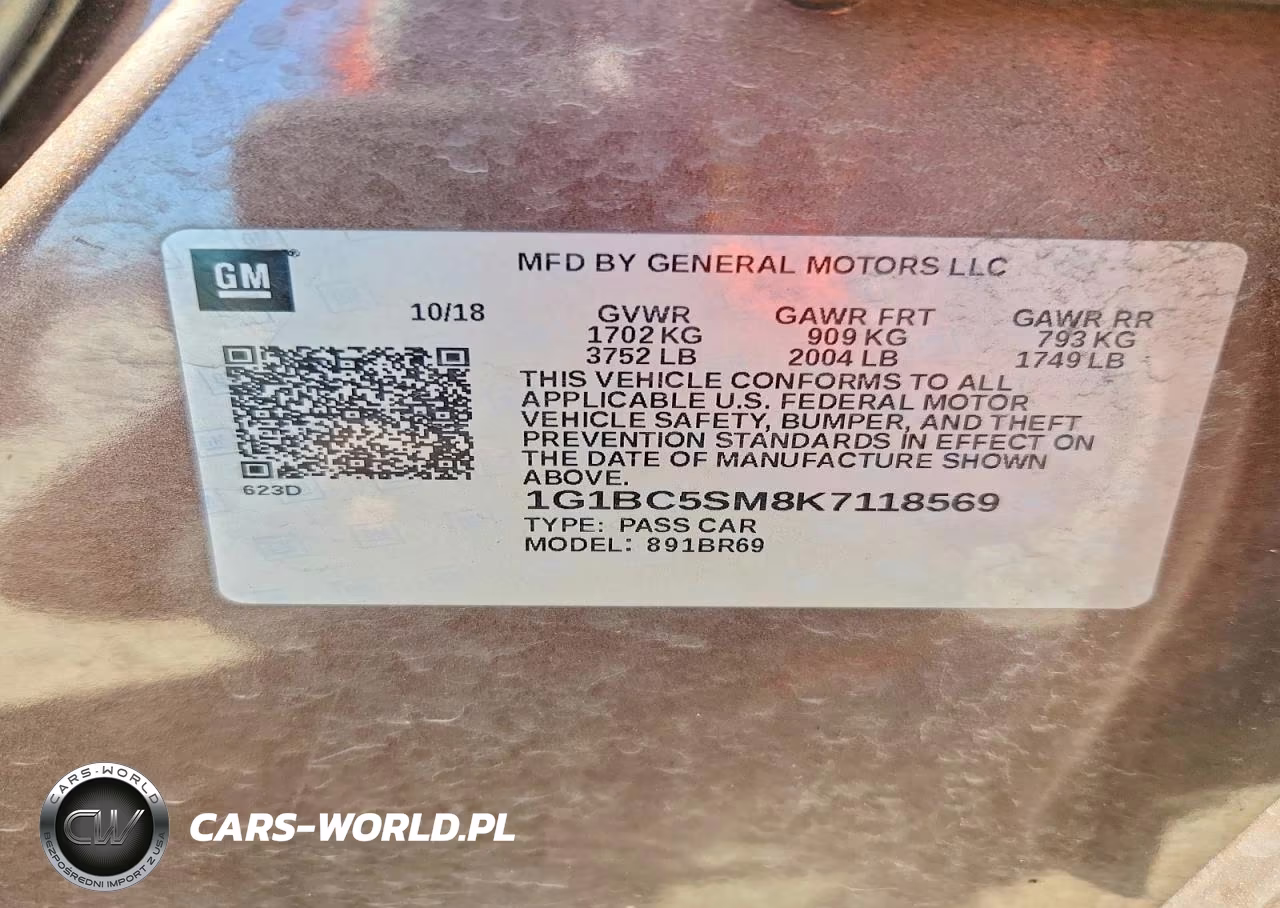 2019 Chevrolet Cruze Ls VIN:1G1BC5SM8K7118569 - 12
