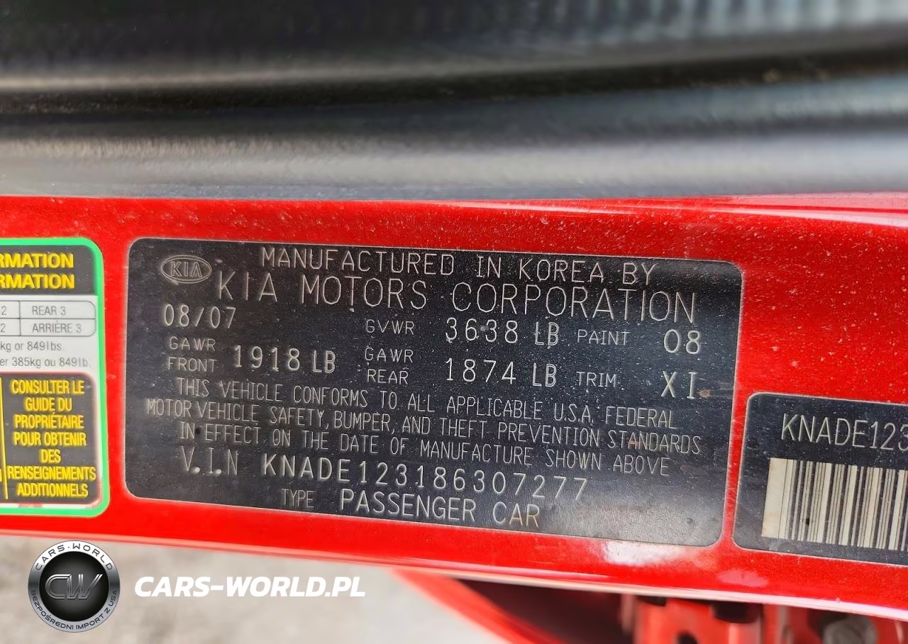 2008 Kia Rio Base VIN:KNADE123186307277 - 13