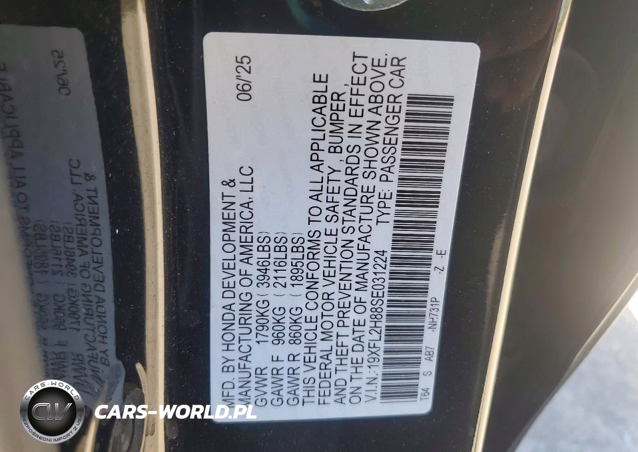 2025 Honda Civic Sport VIN:19XFL2H88SE031224 - 14