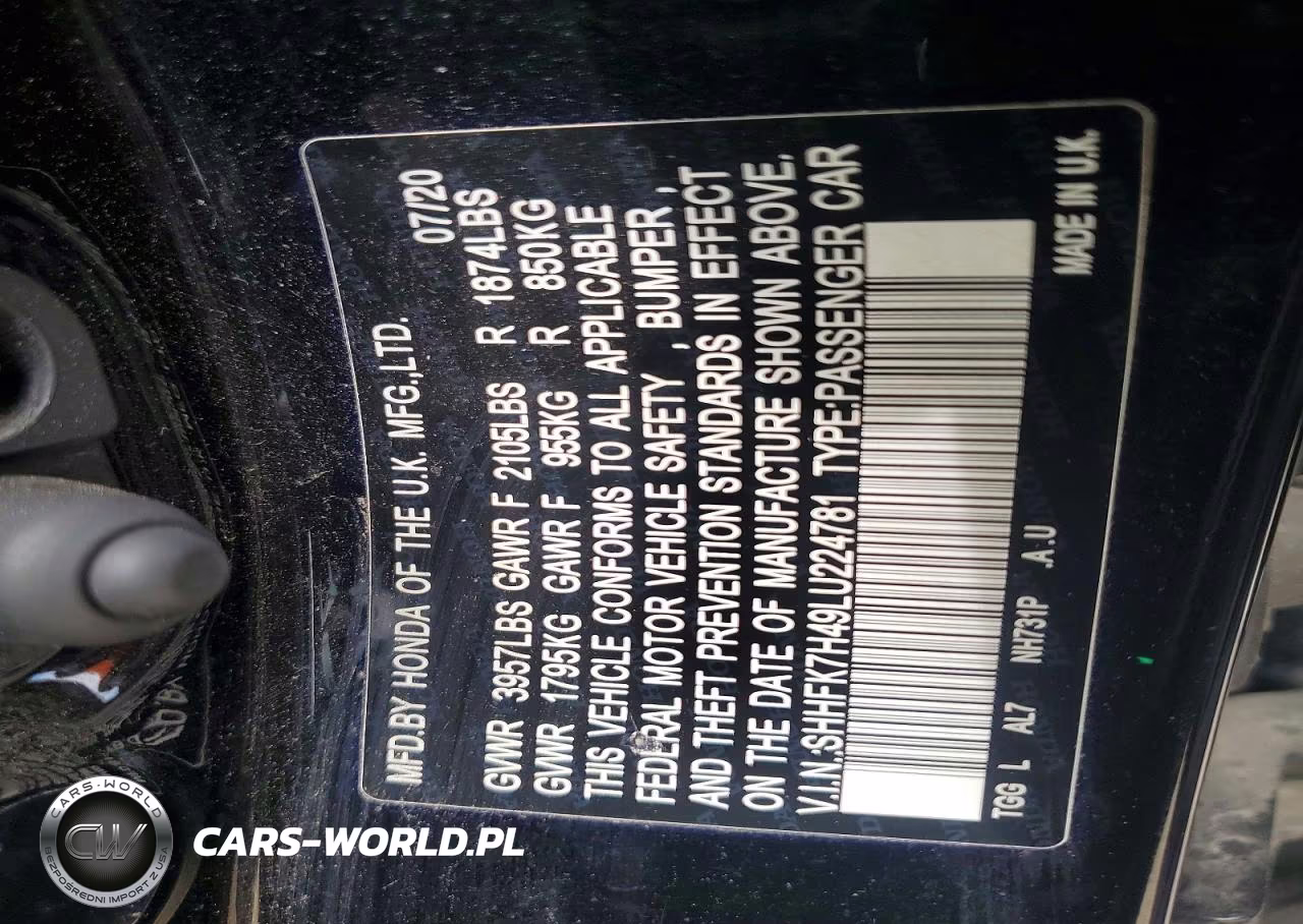 2020 Honda Civic Sport VIN:SHHFK7H49LU224781 - 12