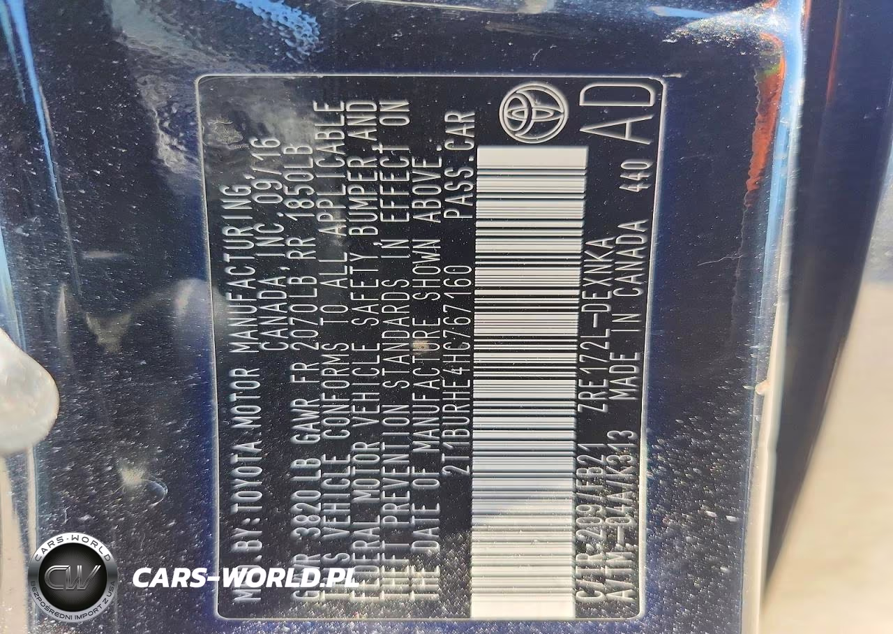 2017 Toyota Corolla Le VIN:2T1BURHE4HC767160 - 12