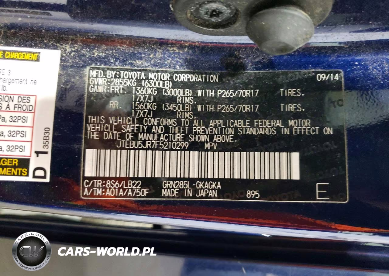 2015 Toyota 4Runner Sr5 Premium VIN:JTEBU5JR7F5210299 - 13