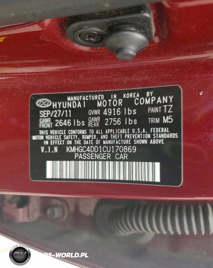 2012 Hyundai Genesis 3.8L VIN:KMHGC4DD1CU170869 - 12