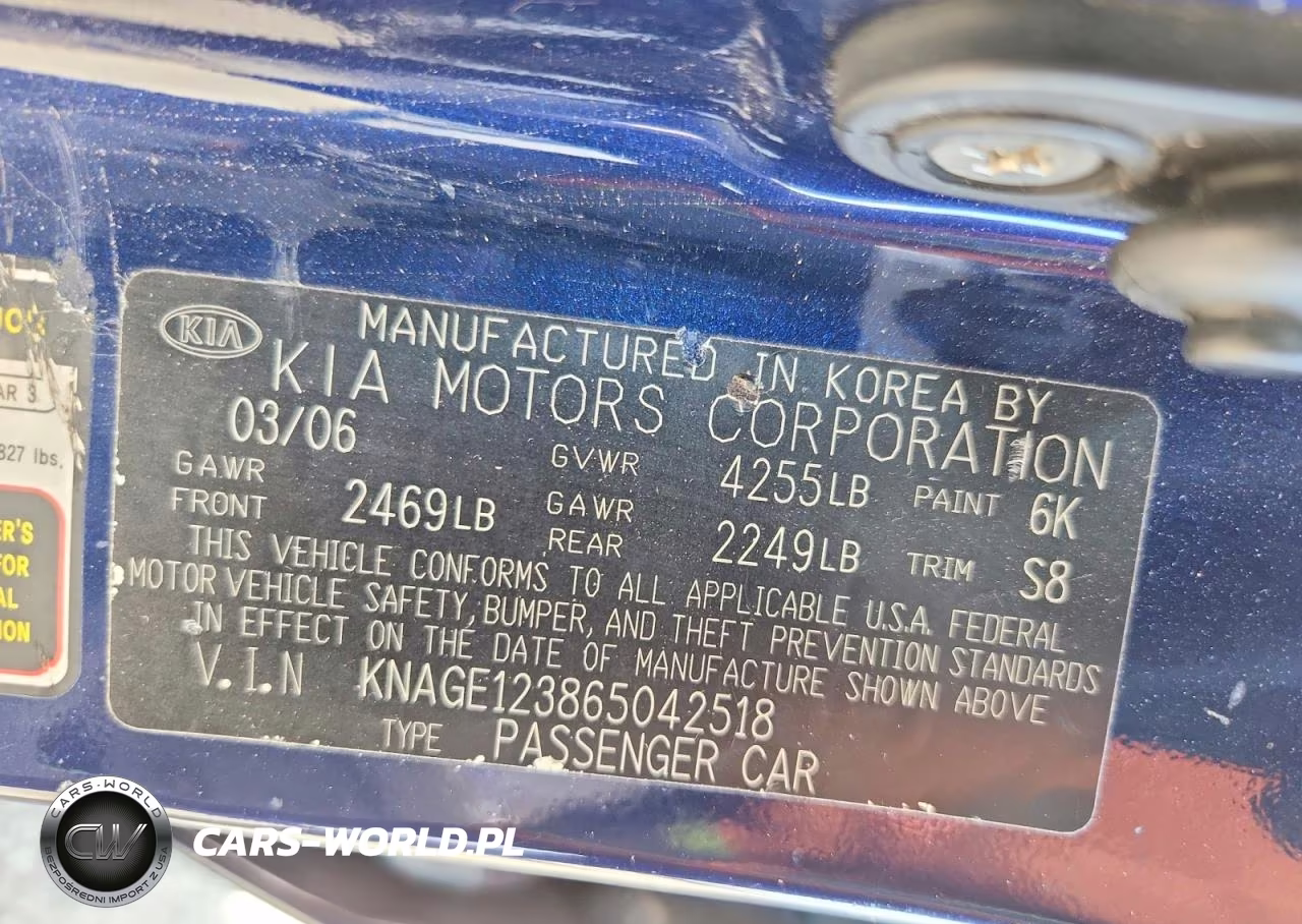 2006 Kia Optima Ex V6 VIN:KNAGE123865042518 - 12