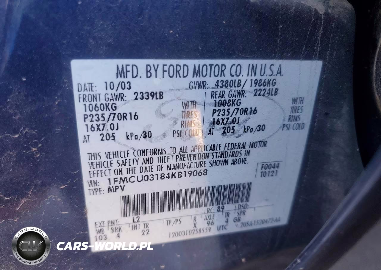 2004 Ford Escape Xlt VIN:1FMCU03184KB19068 - 12